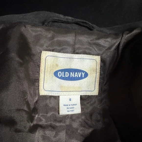 Old Navy Mens S Genuine Leather Suede Jacket Dark Brown Button Front Trucker